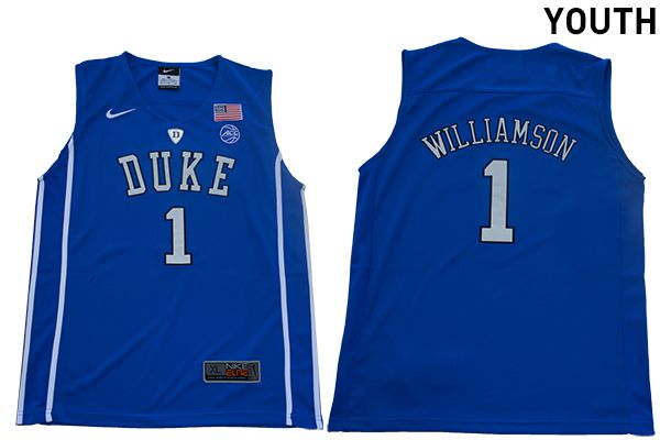 Youth Duke Blue Devils 1 Williamson Blue Nike NBA NCAA Jerseys